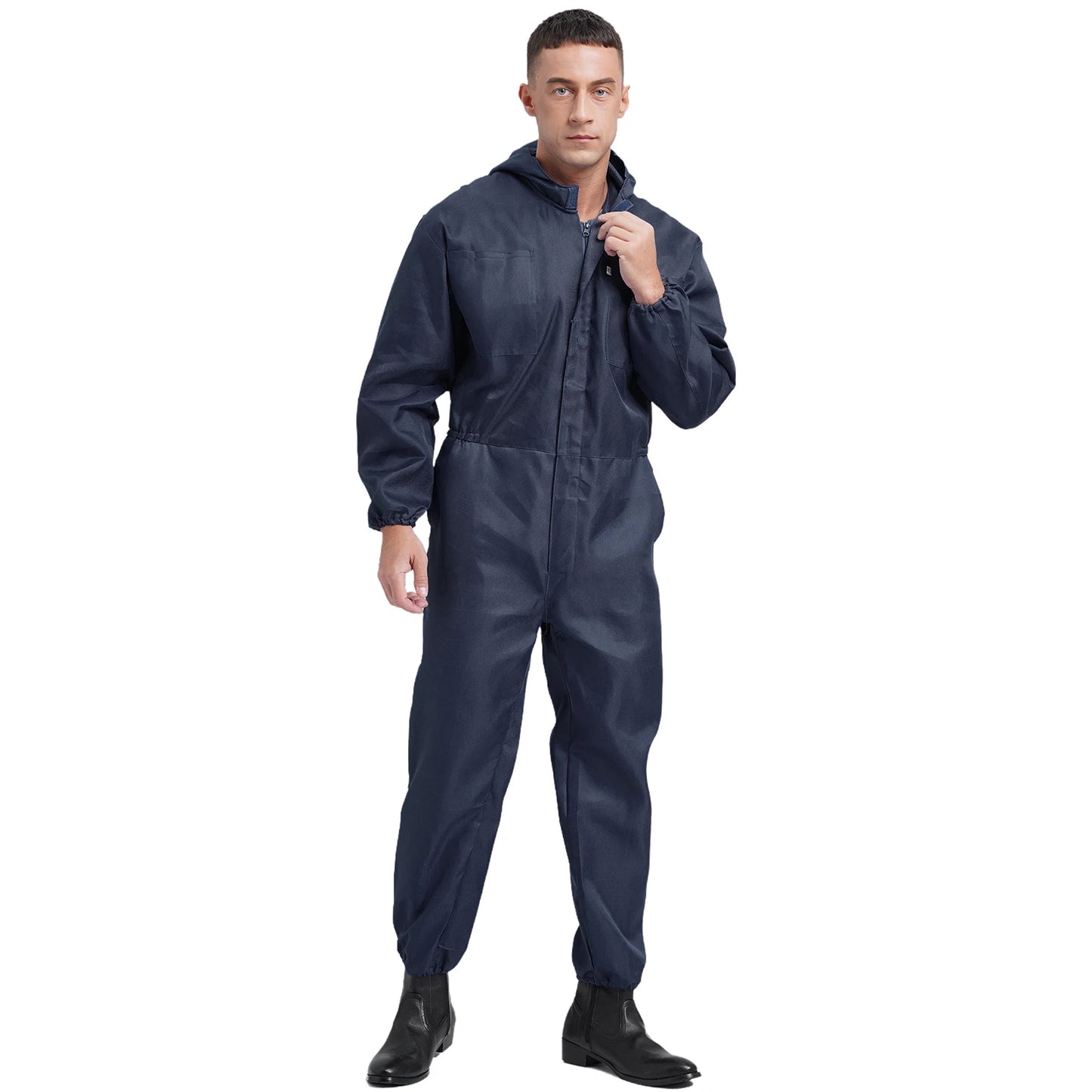 Coveralls for Men Big Pockets Overalls Jumpsuit Dungarees for Workshop Worker Dustproof Hooded Coverall Unisex Mechanic Uniform