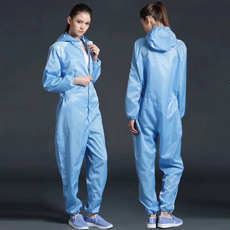 One-piece Coveralls Clean Clothes Hood Cleanroom Garments Clean Food Dust-proof Paint Work Clothing Unisex Protective Overalls
