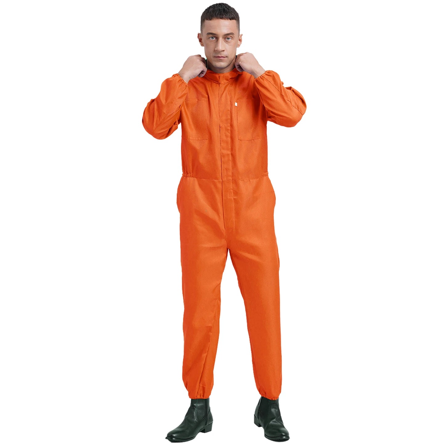 Coveralls for Men Big Pockets Overalls Jumpsuit Dungarees for Workshop Worker Dustproof Hooded Coverall Unisex Mechanic Uniform