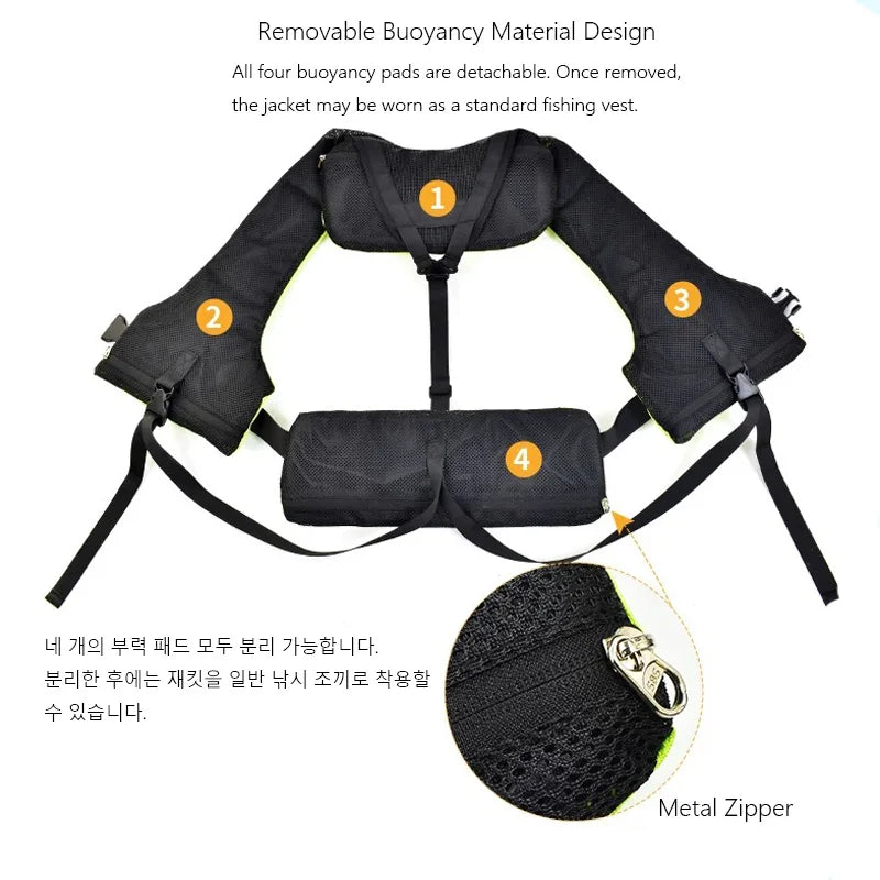 Adult Fishing Life Jacket Large Buoyancy Rock Luya Fishing Vest with Big Pocket Boat Vest Professional Sea Fishing Float Suit