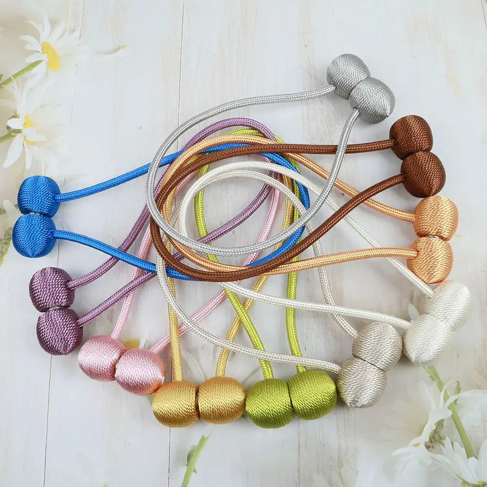 BELAVENIR 2Pcs Magnetic Curtain Tieback High Quality Clip Curtains Buckle Holder Decorative Home Polyester Curtains Accessories WardBoyzPROShop