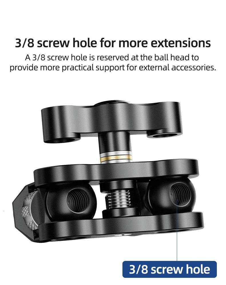 BEXIN TM-5 Articulating Magic Arm with Dual Ball Head for Tripod Phone Clip 1/4" Screw for LED Light LCD Monitor Microphone