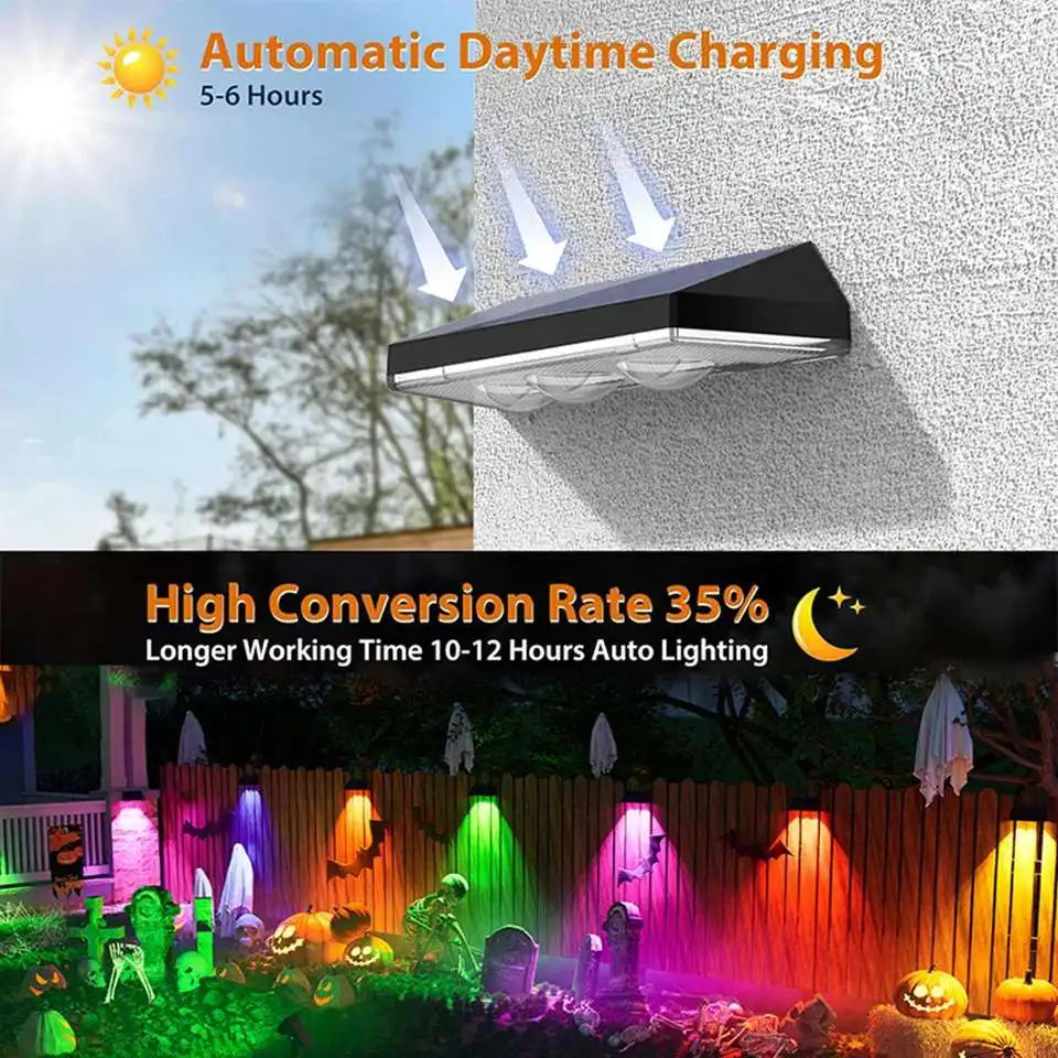 Super Bright Solar Lights RGB and Warm White Solar LED Step Lights Outdoor Fence Wall Lights IP65 Waterproof Decor Solar Lamps