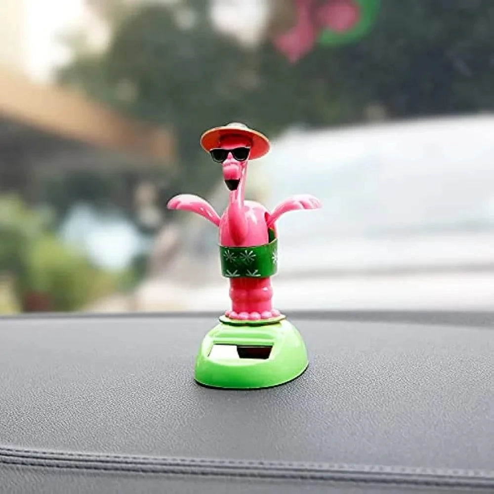Flapping Wings Flamingo Solar Powered Hawaii Style Shaking Ornaments Car Dashboard Dancer Bobble Head (Flamingo A)