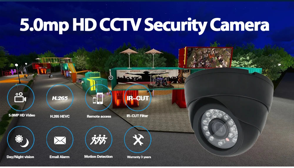 Home Metal CCTV Analog Dome Security Camera BNC 5MP Ourdoor Waterpfoo XMEYE Face Detection AHD Video Surveillance Camera System