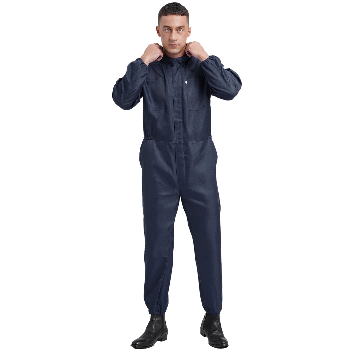 Coveralls for Men Big Pockets Overalls Jumpsuit Dungarees for Workshop Worker Dustproof Hooded Coverall Unisex Mechanic Uniform
