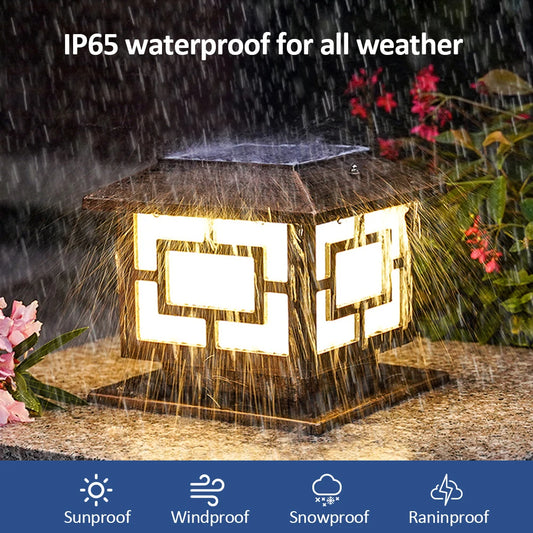 Solar Post Lights Outdoor, Solar Powered Fence Post Cap Lights, High Brightness Warm White, 2 Color modes, Lighting Decor
