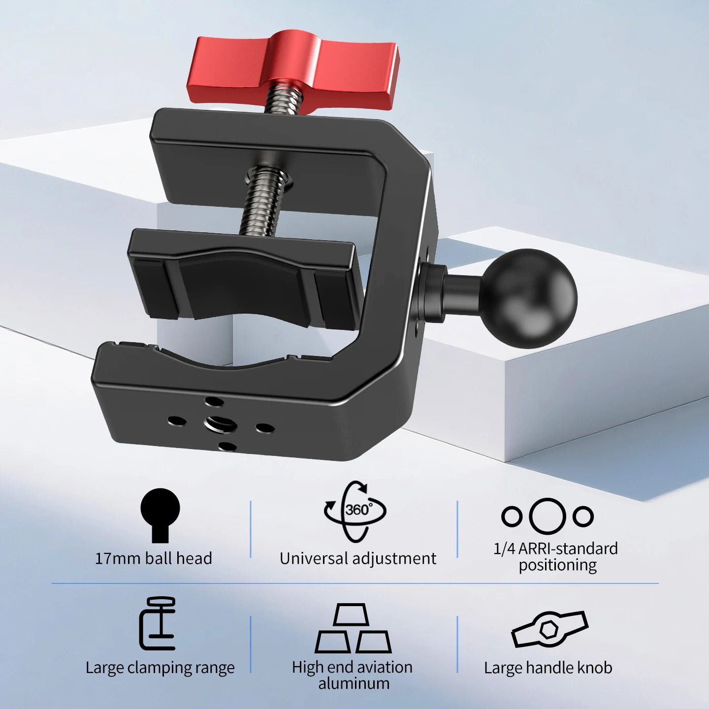 Super Clamp 1/4 ARRI Hole 17mm Ball Head for Gopro Hero 13 12 Insta360 for DJI Osmo Action DSLR Camera Desk Stand Accessories