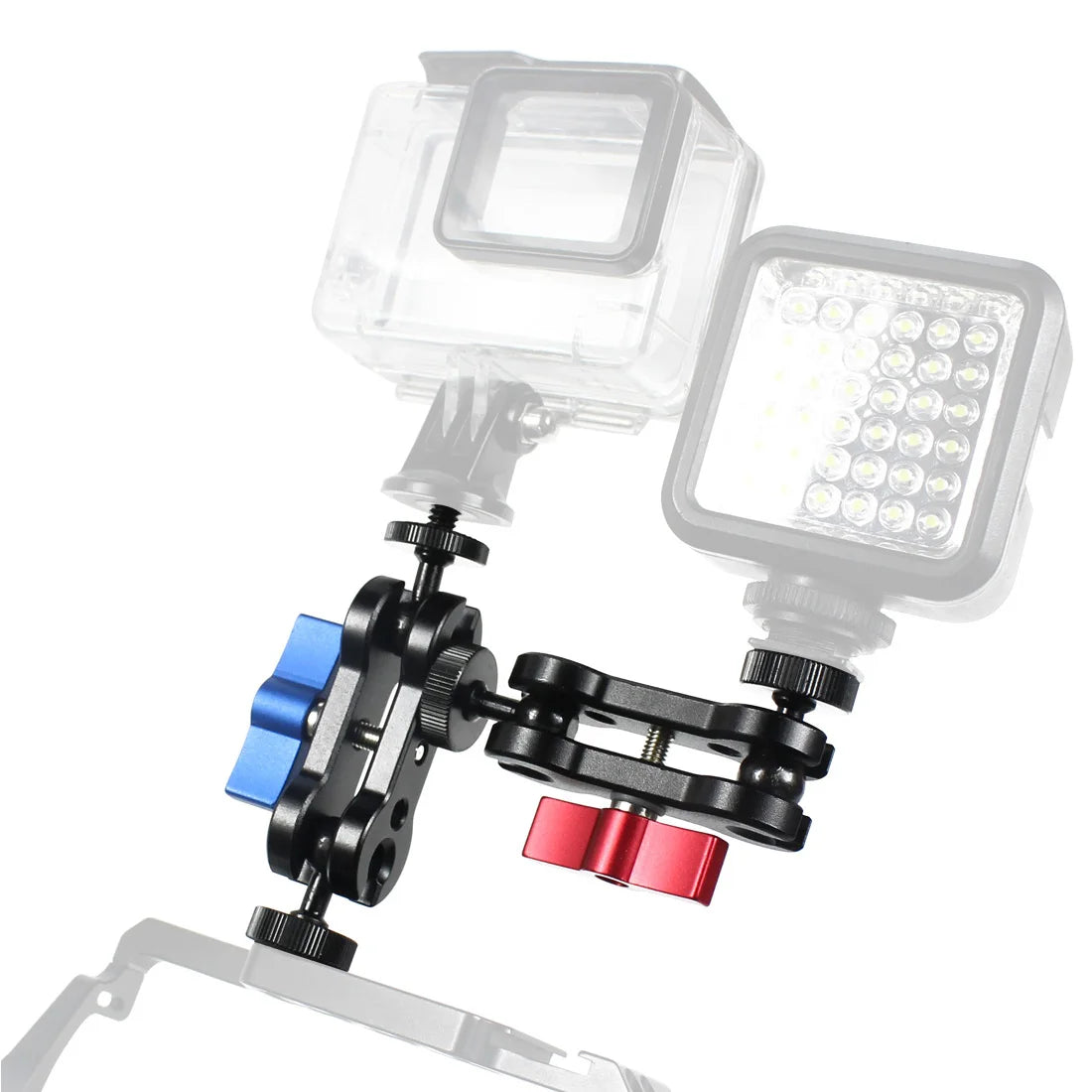 360° Ballhead Magic Arm Double Ball Head Adapter 1/4" Screw Monitor Mount for Gopro Insta360 Holder Lights Phone Stand Bracket