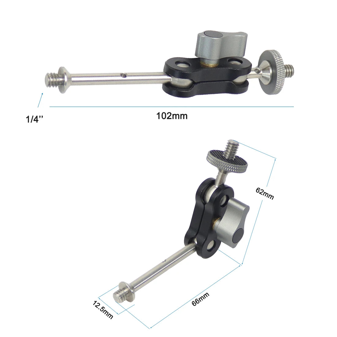 Dual Ball Head Magic Arm Swivel Mount Adapter with 1/4'' Screw for DJI OSMO360 for DSLR Camera Video Monitor Light Mic Bracket