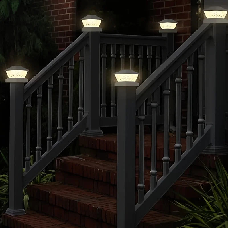 Outdoor Solar Post Cap 2 Modes Fence Light LED Post Lamp Solar Powered Waterproof For 4 Inch Wood Posts Yard Garden Outside