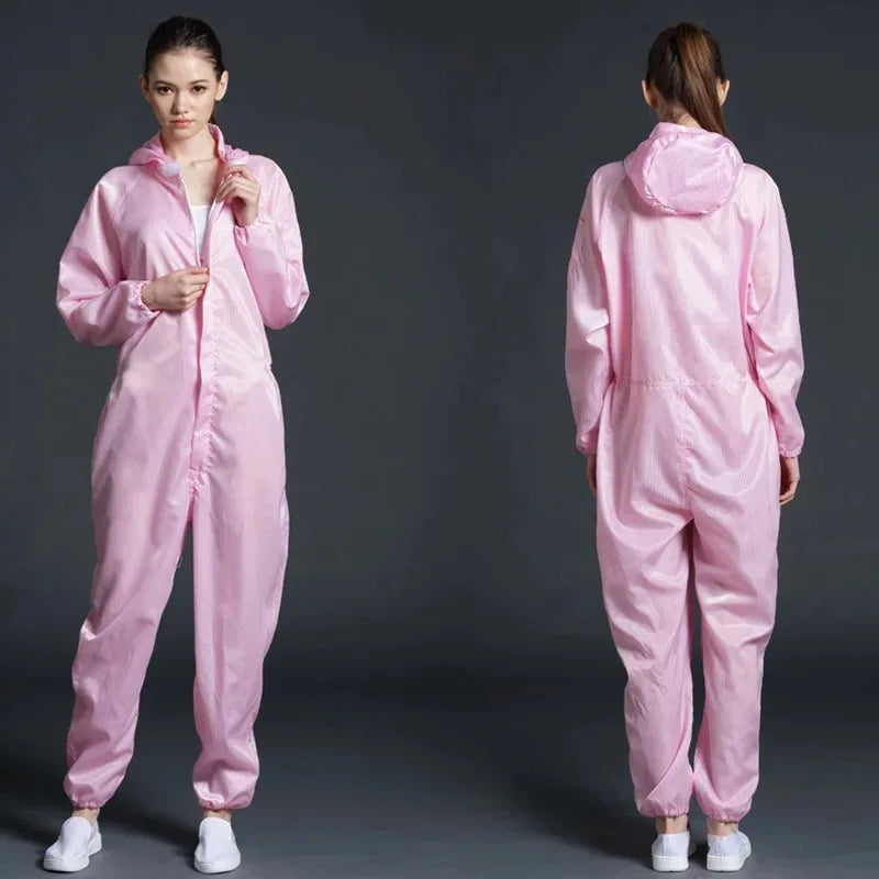One-piece Coveralls Clean Clothes Hood Cleanroom Garments Clean Food Dust-proof Paint Work Clothing Unisex Protective Overalls