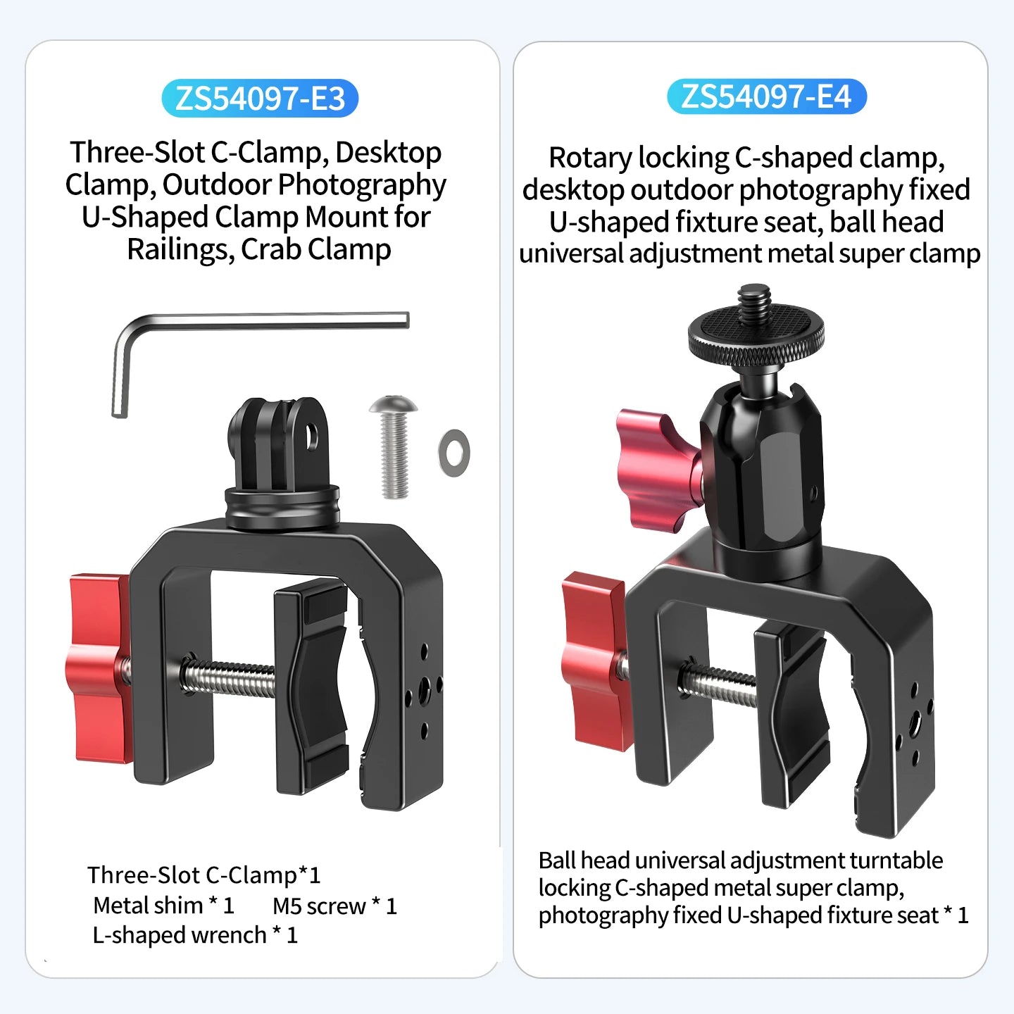 Super Clamp 1/4 ARRI Hole 17mm Ball Head for Gopro Hero 13 12 Insta360 for DJI Osmo Action DSLR Camera Desk Stand Accessories