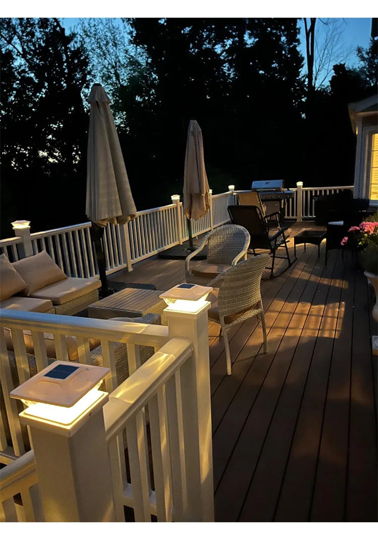 Outdoor Solar Post Cap 2 Modes Fence Light LED Post Lamp Solar Powered Waterproof For 4 Inch Wood Posts Yard Garden Outside