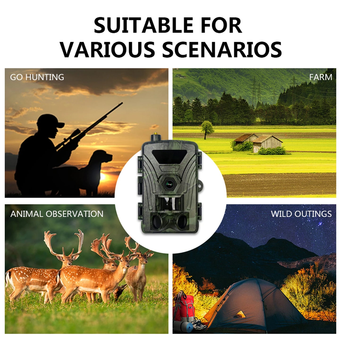 4G Trail Camera 8K Video 60MP Images PIR120°15M-20M Super-Fast Reflex Trigger Wildlife Camera with APP Cloud Storage Infrared