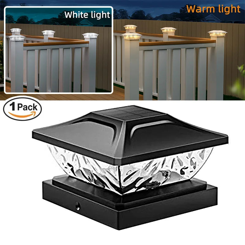 Outdoor Solar Post Cap 2 Modes Fence Light LED Post Lamp Solar Powered Waterproof For 4 Inch Wood Posts Yard Garden Outside
