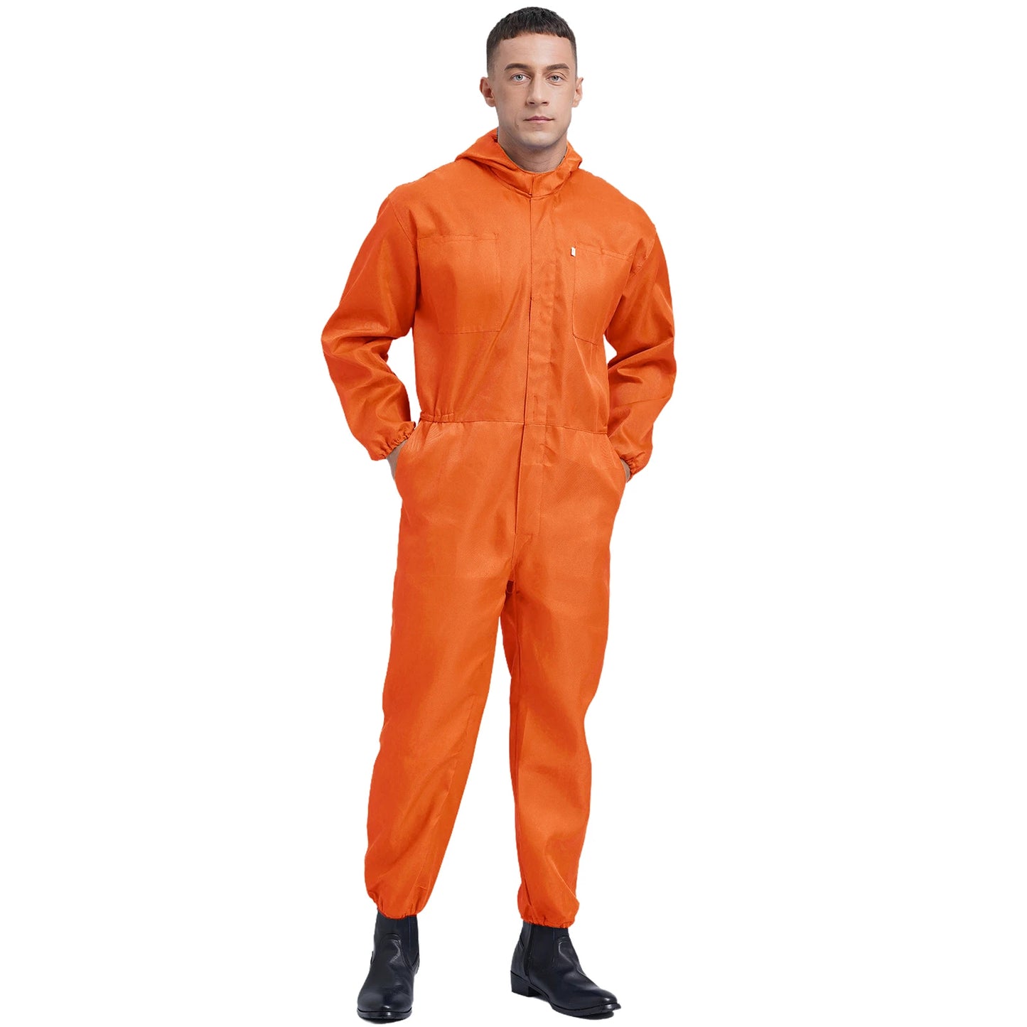 Coveralls for Men Big Pockets Overalls Jumpsuit Dungarees for Workshop Worker Dustproof Hooded Coverall Unisex Mechanic Uniform