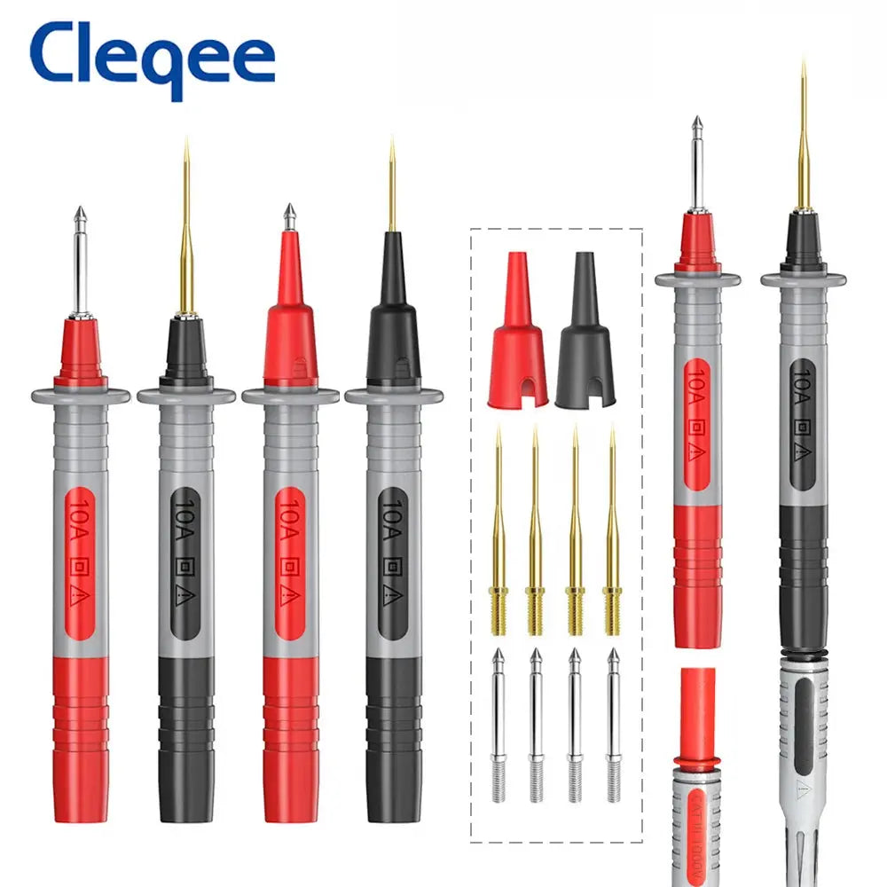 Cleqee Multimeter Test Lead Kit With Wire Piercing Probes 4mm Banana Plug Puncture Hook Probes Set For Electronics 1000V/20A WardBoyzPROShop