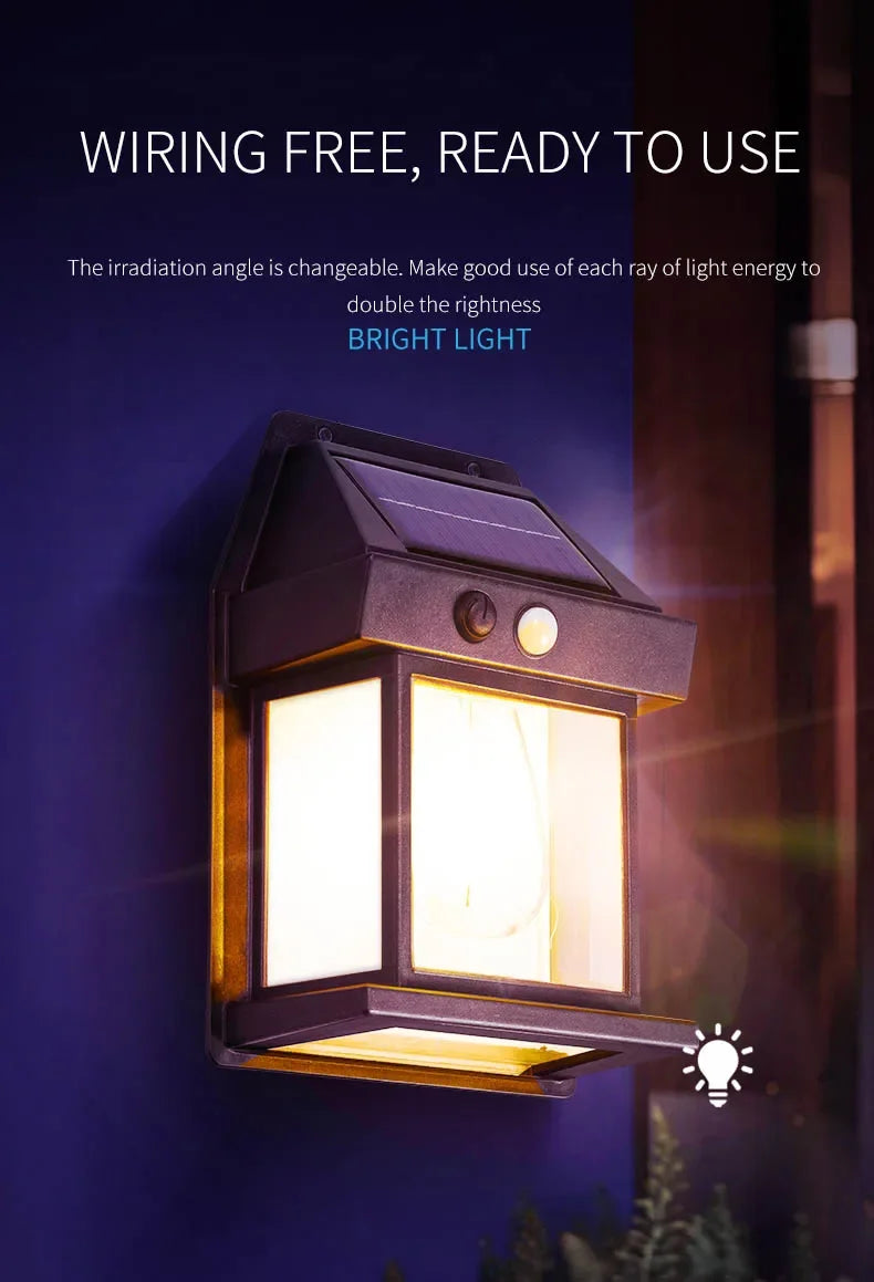 Solar Outdoor Waterproof LED Wall Light Powerful Solar Energy Lamp with Light Sensor for Garden Yard Fence House Decoration
