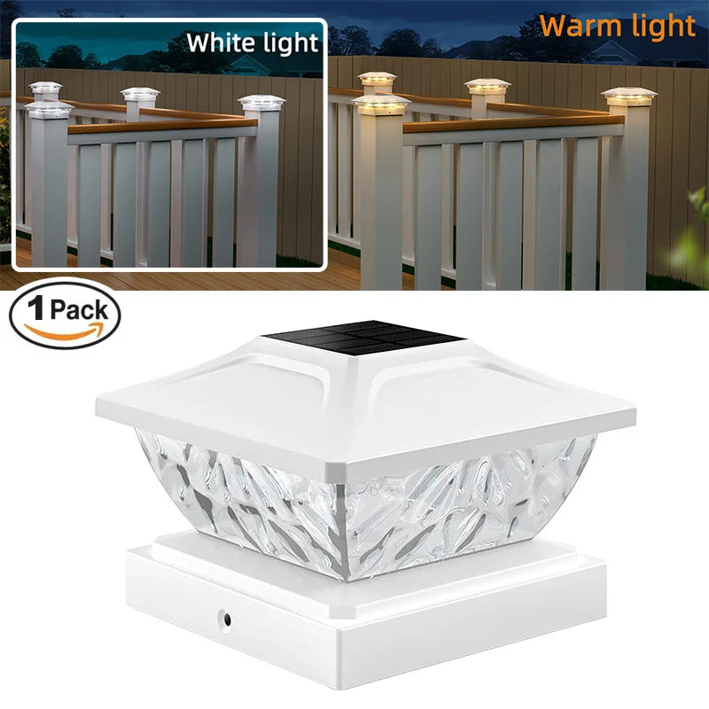 Outdoor Solar Post Cap 2 Modes Fence Light LED Post Lamp Solar Powered Waterproof For 4 Inch Wood Posts Yard Garden Outside
