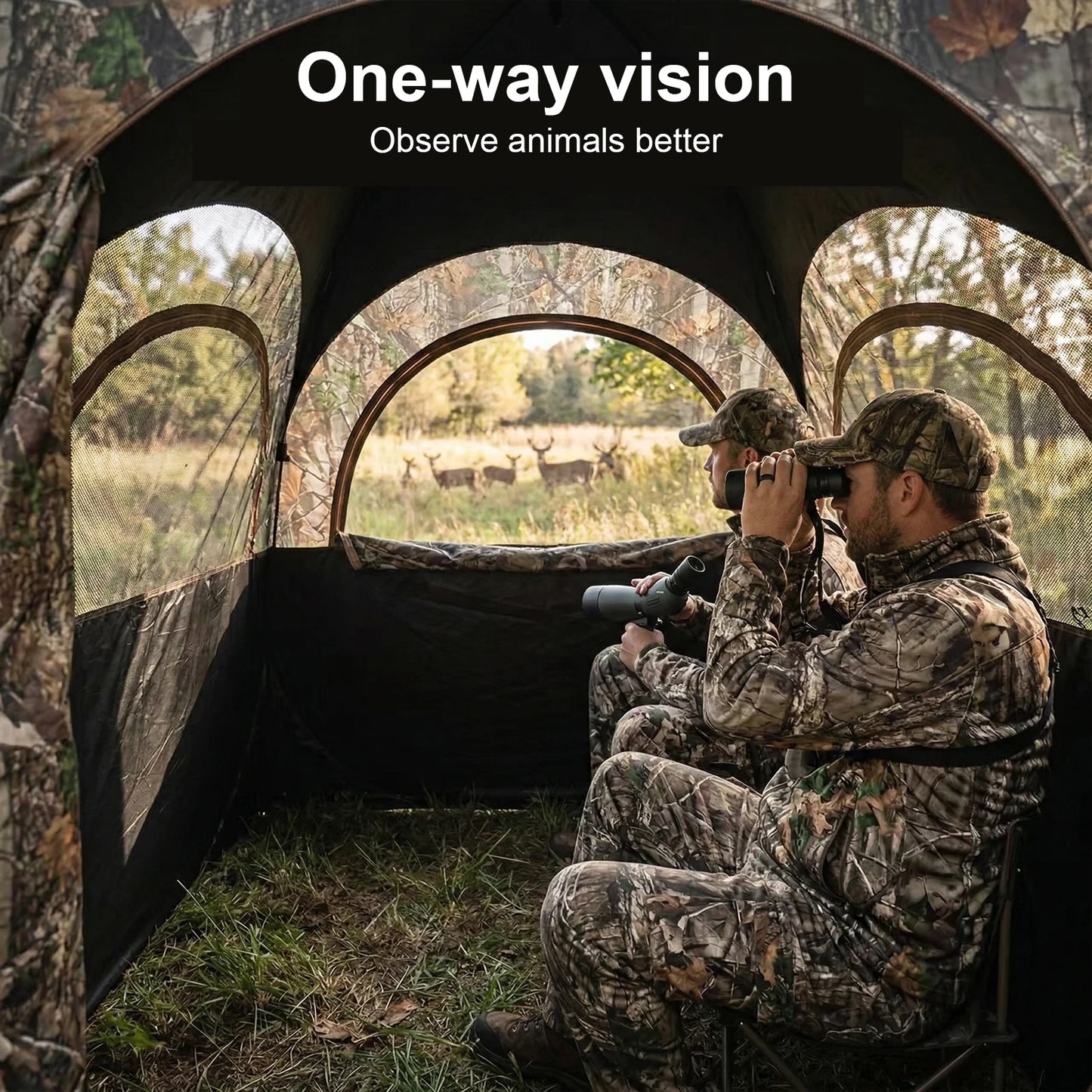Camouflage Pop-Up Hunting Blind Ground Shelter for Deer Turkey And Duck Hunting Easy Setup And Storage Outdoor Camo Blind