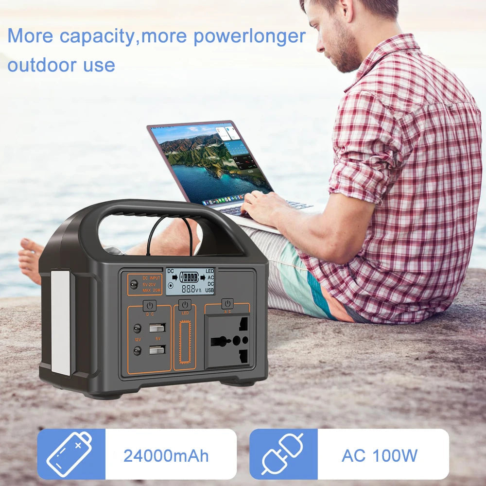 Gaiaray 100W Portable Power Station 24000mAh LiFePO4 Charging Energy Station Solar Generator AC110V 220V Power Bank for Camping WardBoyzPROShop