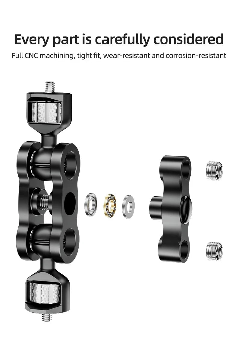 BEXIN TM-5 Articulating Magic Arm with Dual Ball Head for Tripod Phone Clip 1/4" Screw for LED Light LCD Monitor Microphone