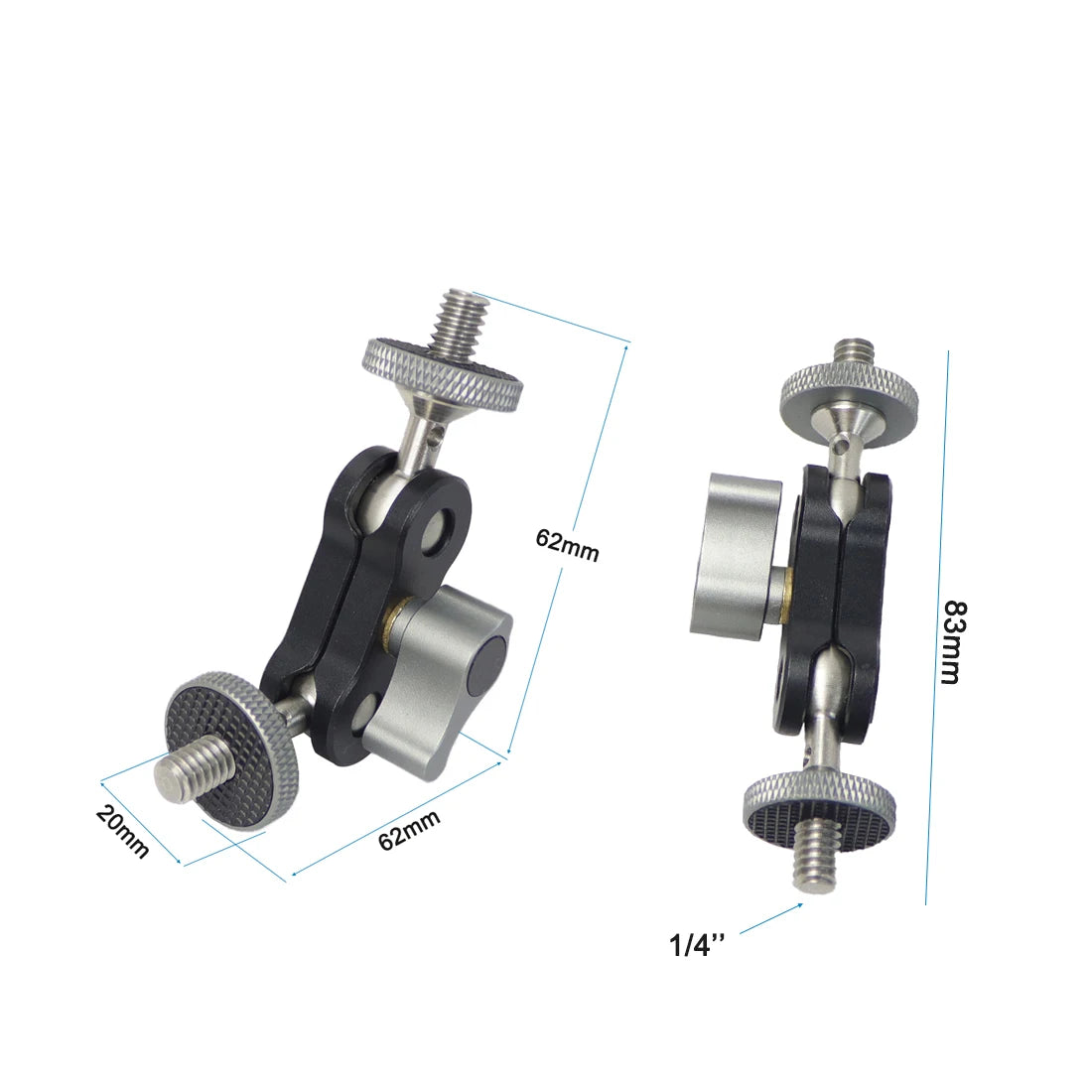 Dual Ball Head Magic Arm Swivel Mount Adapter with 1/4'' Screw for DJI OSMO360 for DSLR Camera Video Monitor Light Mic Bracket