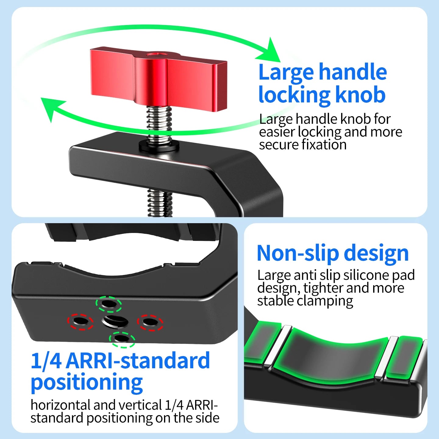 Super Clamp 1/4 ARRI Hole 17mm Ball Head for Gopro Hero 13 12 Insta360 for DJI Osmo Action DSLR Camera Desk Stand Accessories