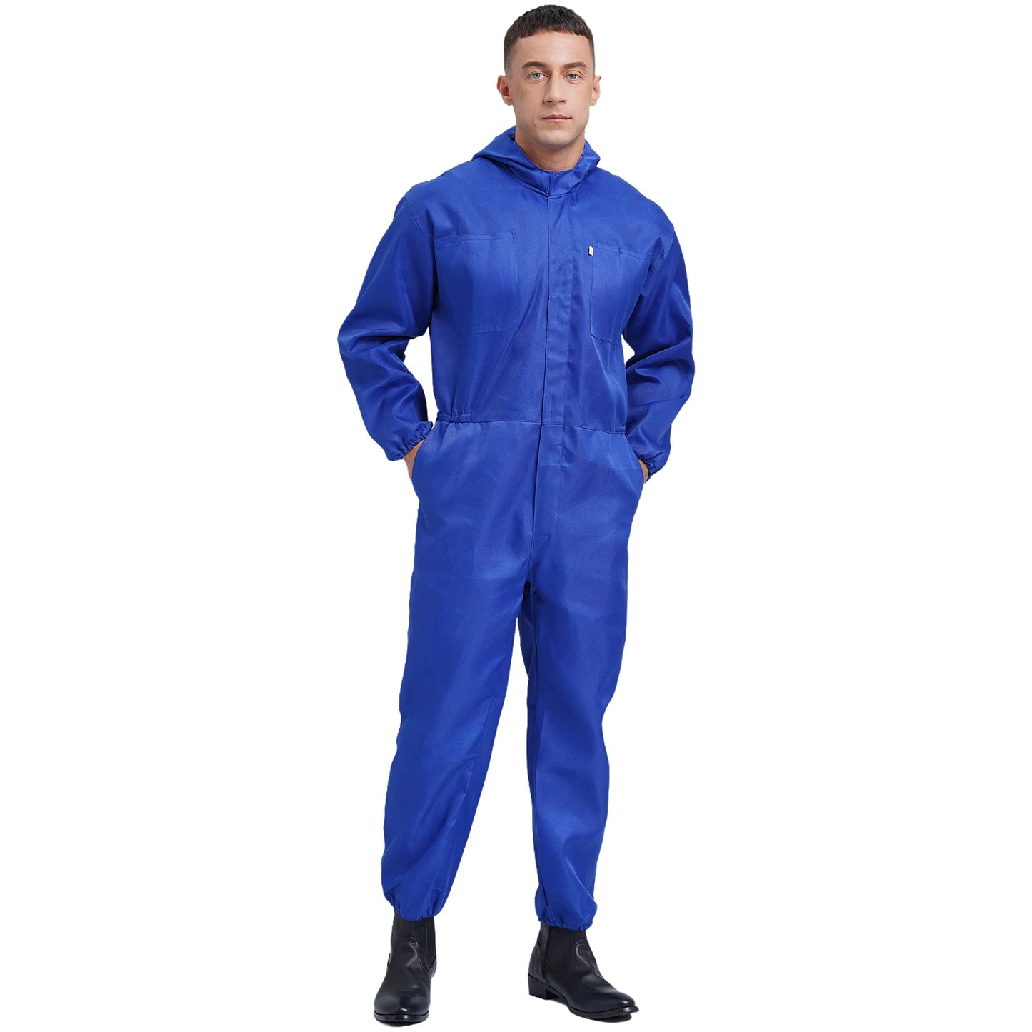 Coveralls for Men Big Pockets Overalls Jumpsuit Dungarees for Workshop Worker Dustproof Hooded Coverall Unisex Mechanic Uniform