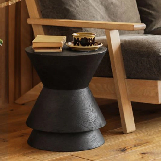 Solid Wood Natural Sofa Edge Table Creative Retro Round Coffee Table Living Room Decoration Circular Handcrafted Home Furniture