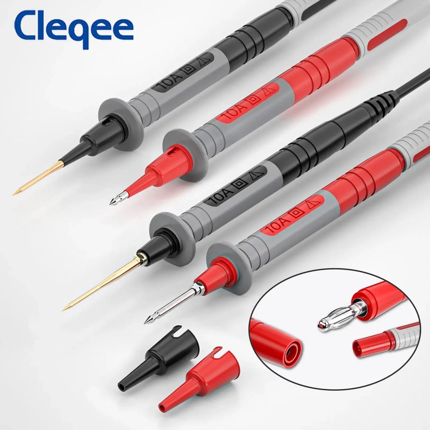 Cleqee Multimeter Test Lead Kit With Wire Piercing Probes 4mm Banana Plug Puncture Hook Probes Set For Electronics 1000V/20A WardBoyzPROShop