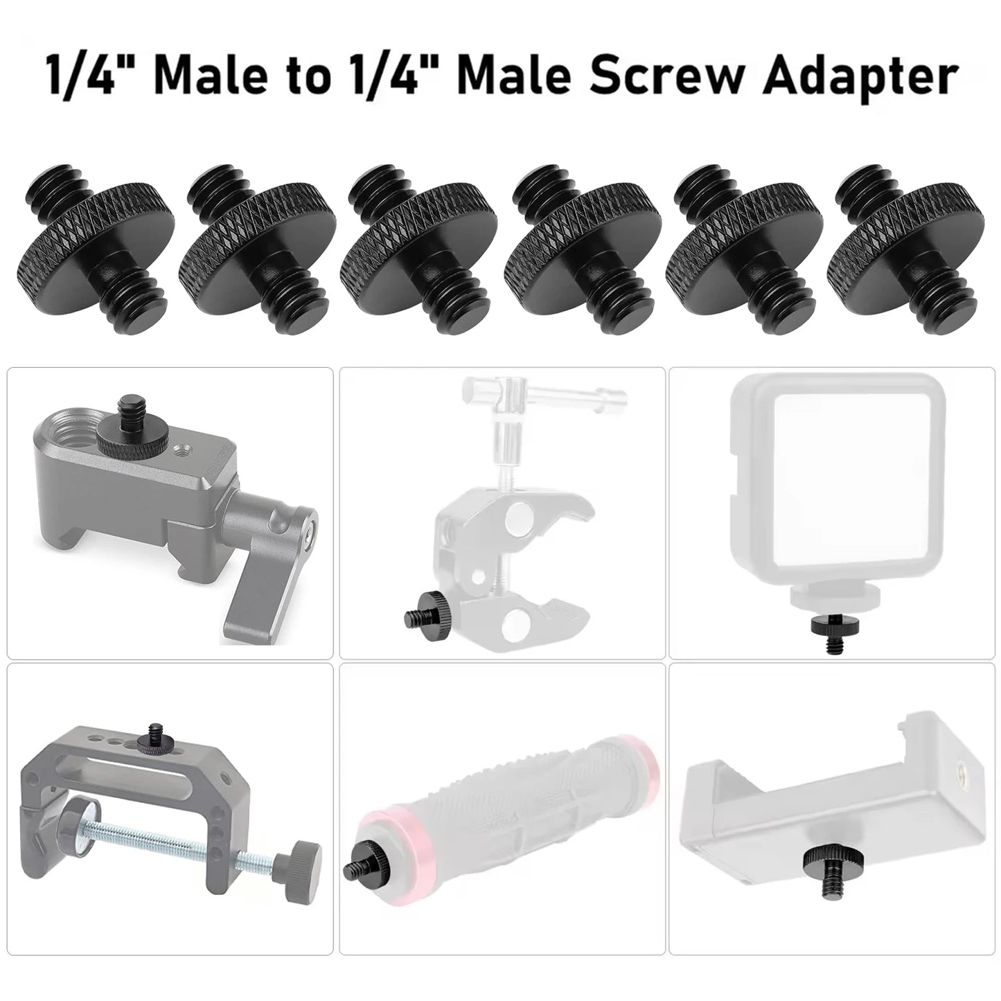 1/4" Male To 1/4" Male Tripod Screw Threaded Standard Camera Cage Mount Threaded Light Stand Screws Double Head Converters