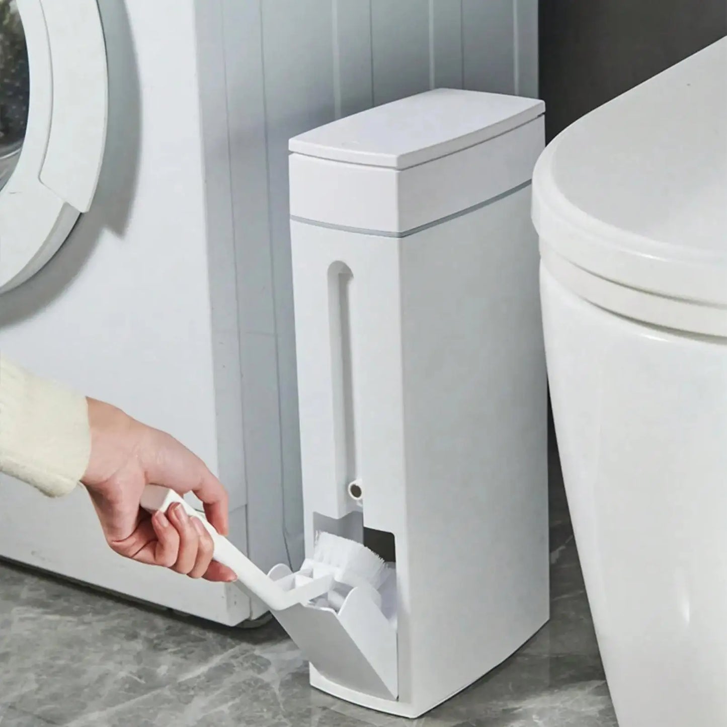 Trash Can For Bathroom Crevice Space Saving Press Trash Can With Toilet Brush Narrow Garbage Can Litter Bin Garbage Container