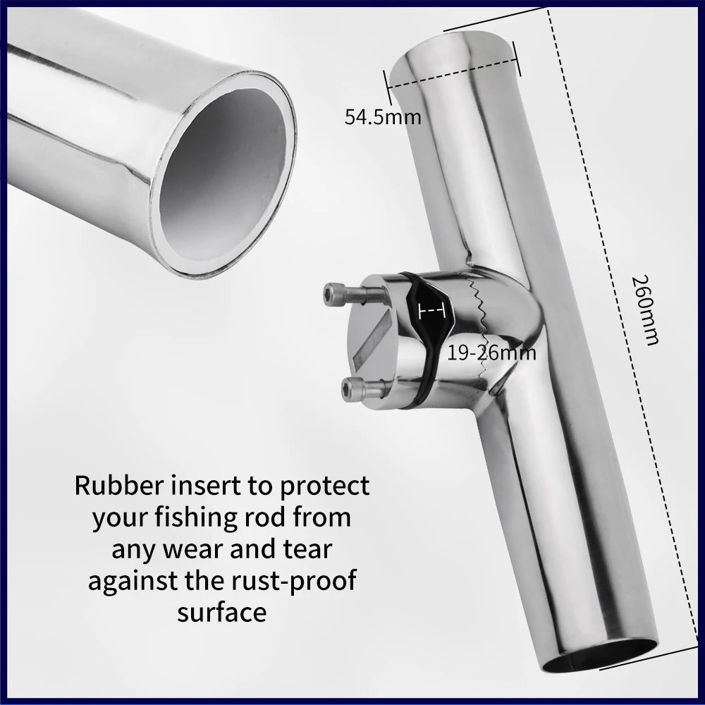 Marine Adjustable Fishing Rod Holder Stainless Steel 360 Degrees Rotation Clamp-on Rail 19-26mm/25-32mm/32-50mm Boat Accessories