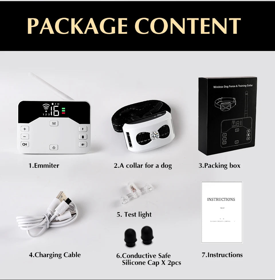 2 IN 1 Wireless Electronic Dog Fence System & Remote Training Collar Beep Shock Vibration and Pet Containment For All Size Puppy