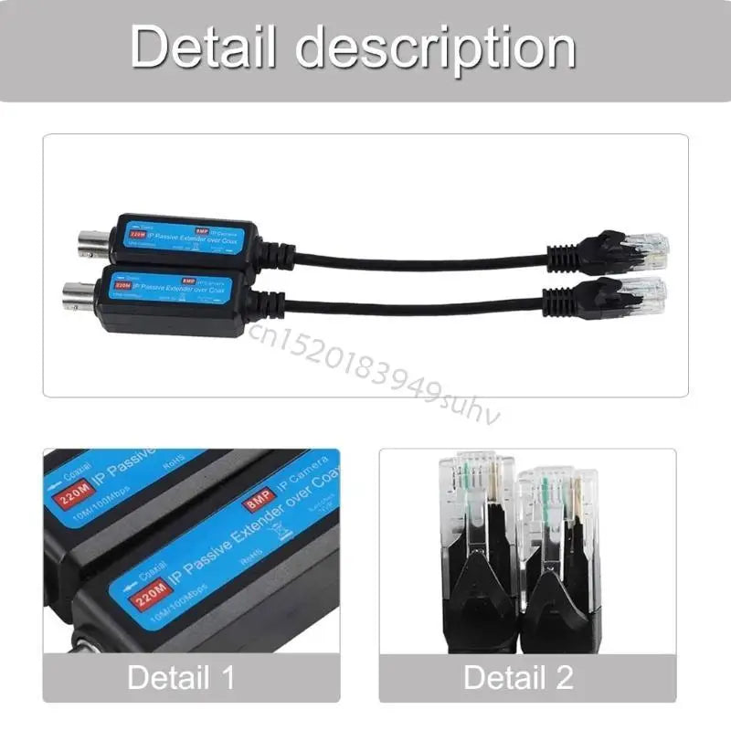 Ethernet Over Coax Adapter Passive IP Networking Coaxial Transmitter Receiver Q81E