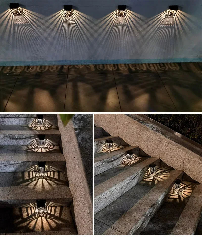 1/2/4PCS Solar LED Fence Lights Outdoor Waterproof Garden Wall Lamp for Yard Lawn Balcony Stairs Pathway Landscape Lighting