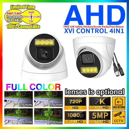 5MP 24H Full Color Night Vision CCTV AHD Dome Camera Indoor 4MP 1080P HD 4Array Luminous Led Digital H.265 For Home Video Sphere