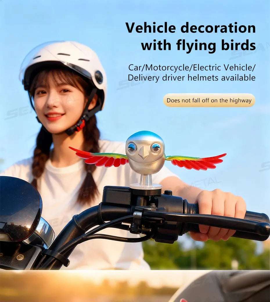 BLALION 2025 New Simulated Flying Bird Car Ornament Wing can Swing Wind-Powered Bird in Flight Decor Car Moto Bicycle Decoration
