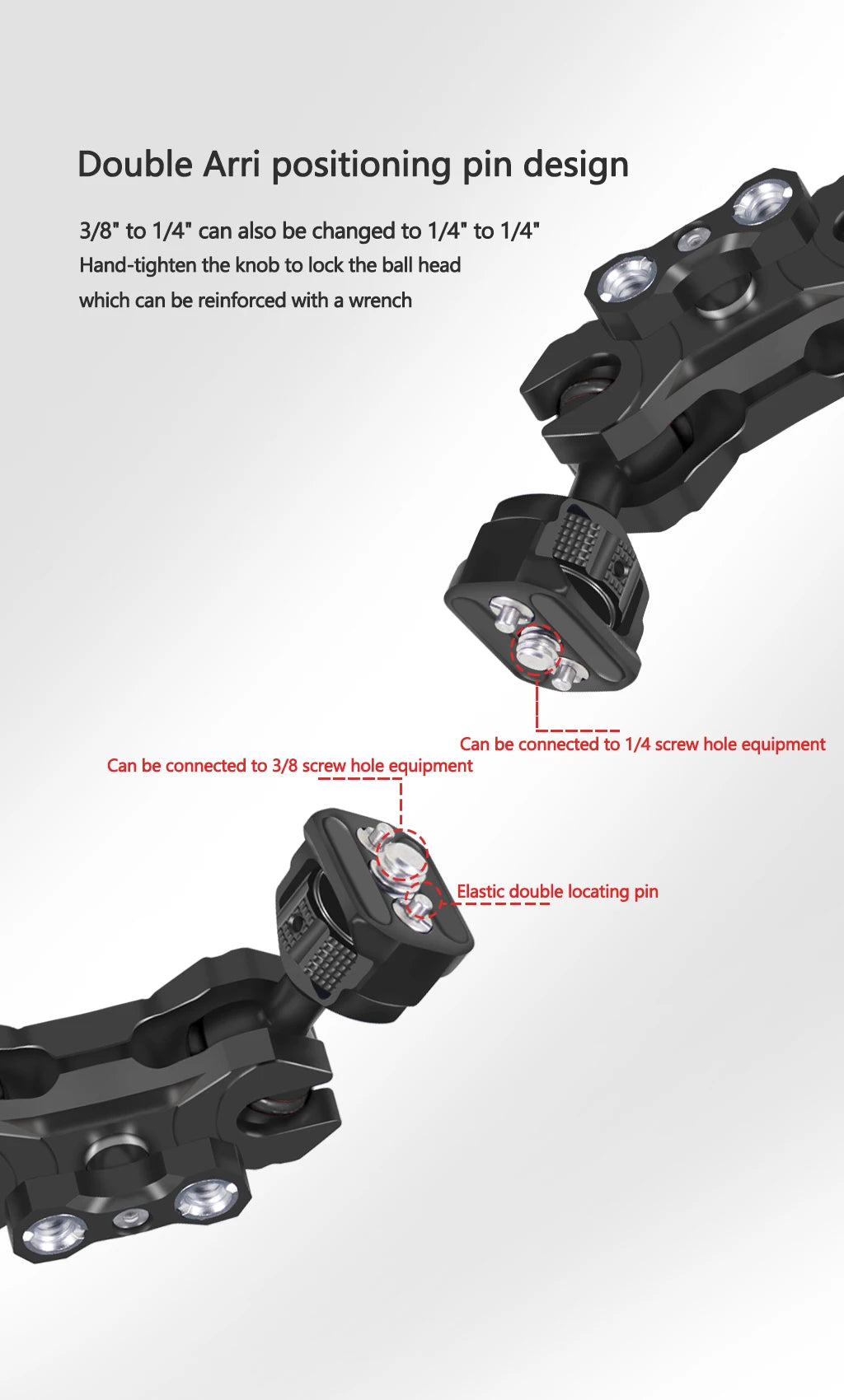 New Upgraded Universal Adjustable Double ballhead 1/4 to 3/8 Magic Arm Monitor Bracket DSLR Cameras Cage Accessories Support 5kg