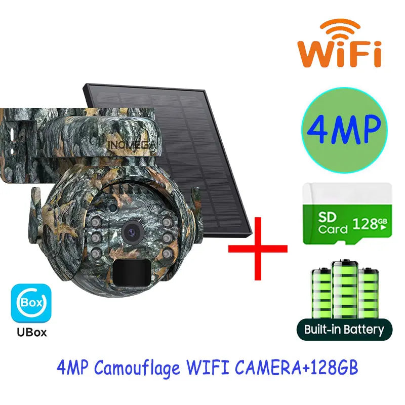 5MP Trail Camera Wireless Outdoor, 3G/4G LTE, Solar Powered Camera with 360° Pan Tilt, 2K Night Vision, Smart Motion Activated