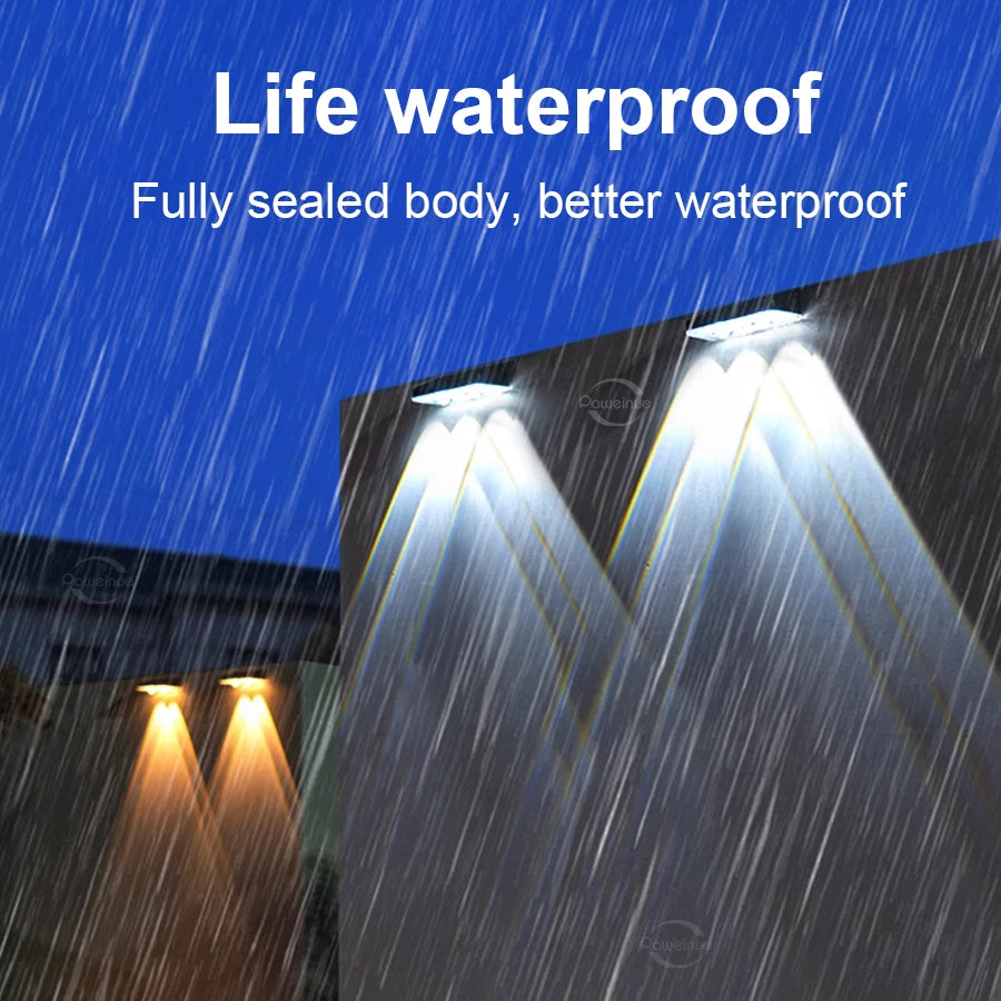 Super Bright Solar Lights RGB and Warm White Solar LED Step Lights Outdoor Fence Wall Lights IP65 Waterproof Decor Solar Lamps