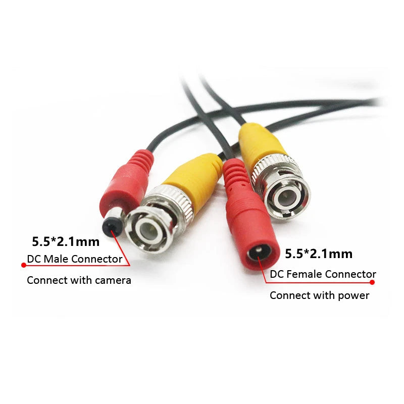 AHD Camera Cable BNC+DC Connector 2 in 1 BNC Coaxial Video Power Analog Cameras Wire For Security CCTV DVR System