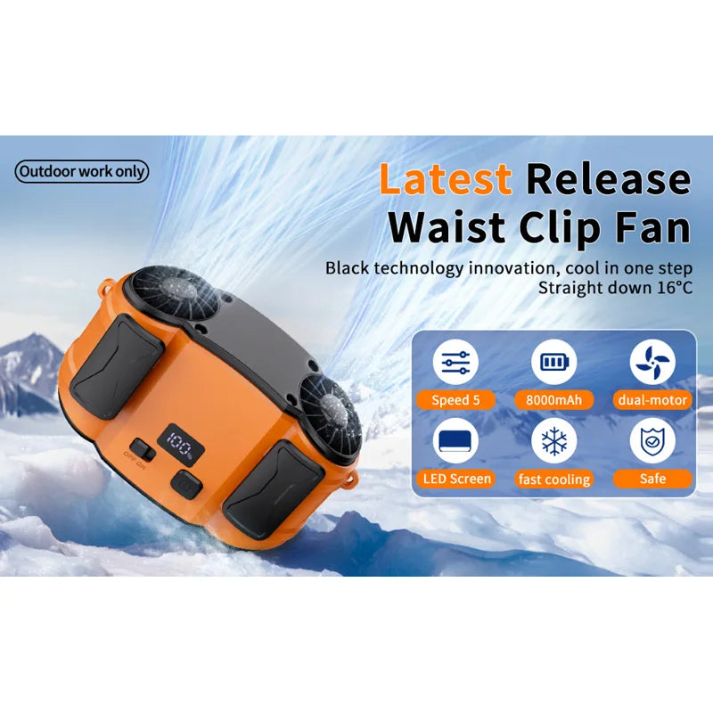 Portable Waist Fan Personal Fan Clip On Cooling Wearable Air Conditioner For Cool Body Blow Cold Device Rechargeable 2025 WardBoyzPROShop