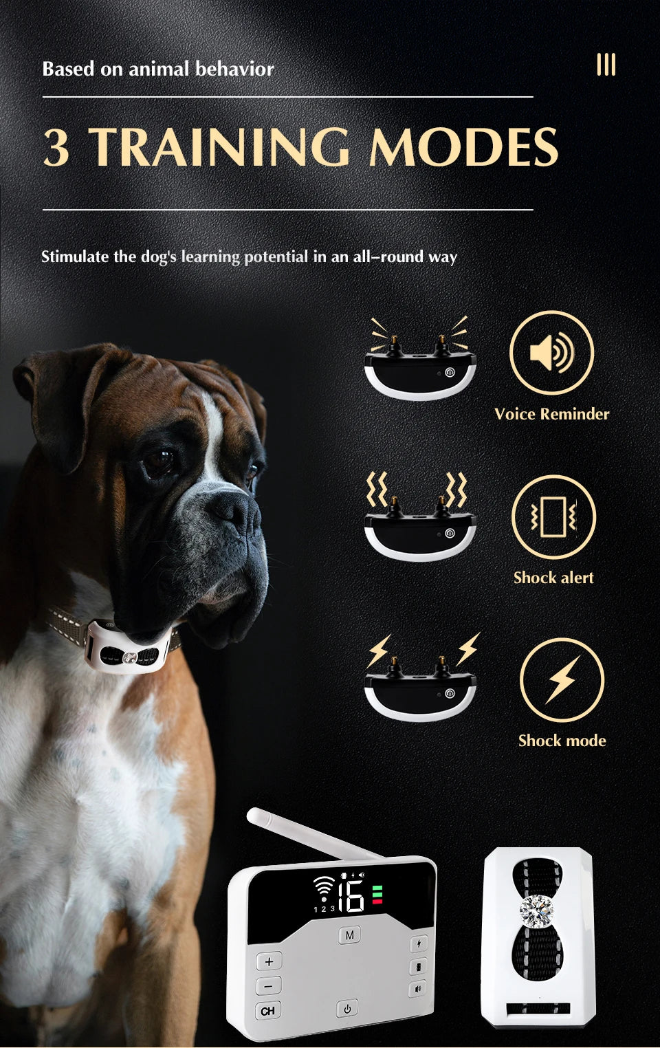 2 IN 1 Wireless Electronic Dog Fence System & Remote Training Collar Beep Shock Vibration and Pet Containment For All Size Puppy