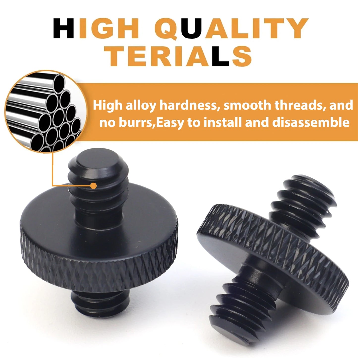 1/4" Male To 1/4" Male Tripod Screw Threaded Standard Camera Cage Mount Threaded Light Stand Screws Double Head Converters