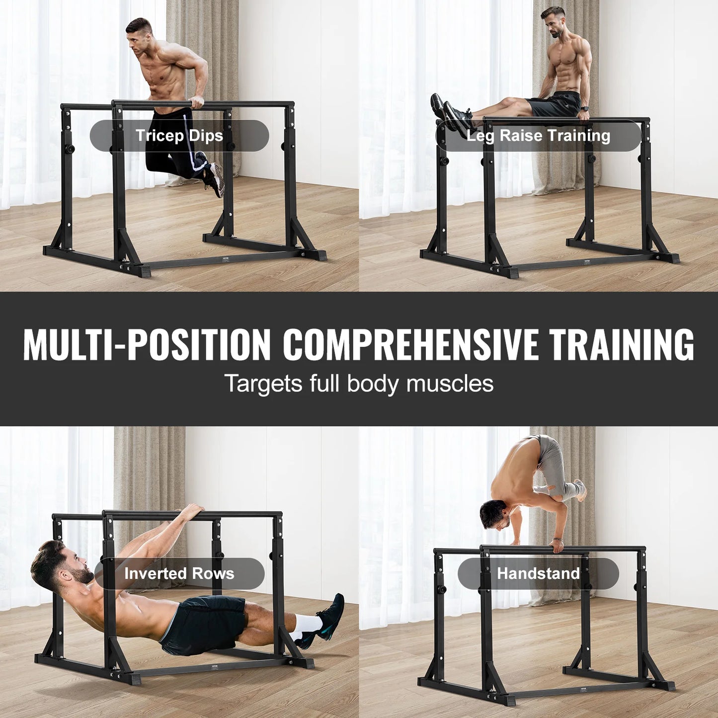 SucceBuy Dip Bar 800lbs Capacity Heave Duty Dip Stand Station with Adjustable Height Parallel Bar for Strength Training Home Gym