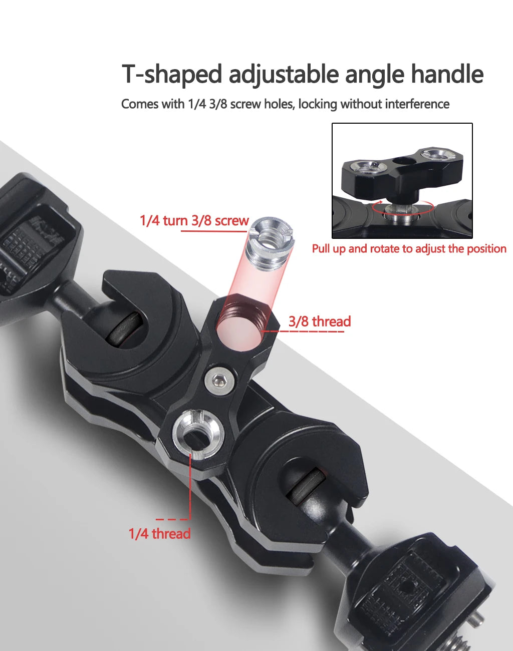 New Upgraded Universal Adjustable Double ballhead 1/4 to 3/8 Magic Arm Monitor Bracket DSLR Cameras Cage Accessories Support 5kg