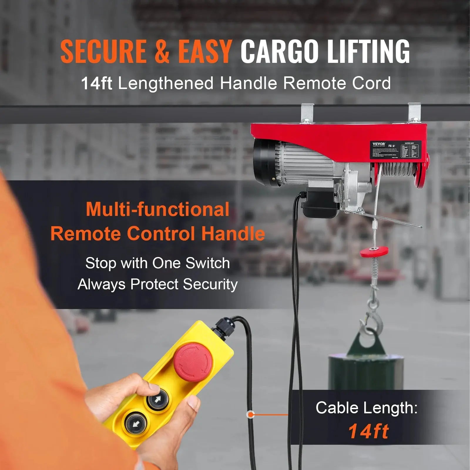 VEVOR 200-800kg Electric Hoist with Wired/Wireless Remote Control Lifting Crane Cable Hoist Winch for Boat Car Garage Elevator WardBoyzPROShop